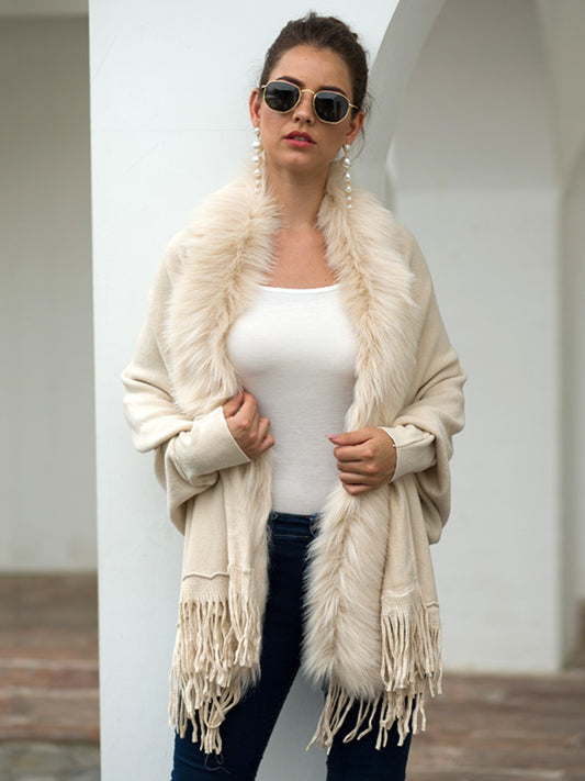 Fringe Long Sleeve Poncho